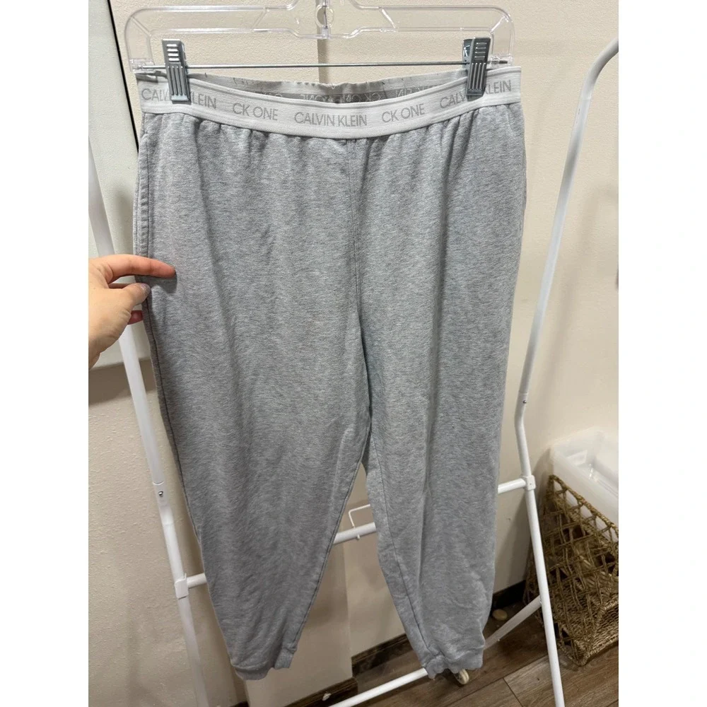 Calvin Klein CK One Womens Heather Grey Logo Waistband Jogger Pajama Pants M